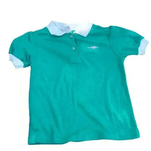 Vintage Sears Green Polo Dinosaur Shirt 6X Kids Perma-Prest Embroidered Logo USA